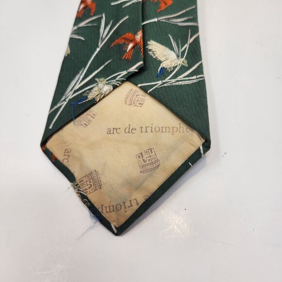 Arc de Triumphe Sears Vintage Bird Green Tie Necktie Pheasant Hunting Sportsman - Picture 5 of 5